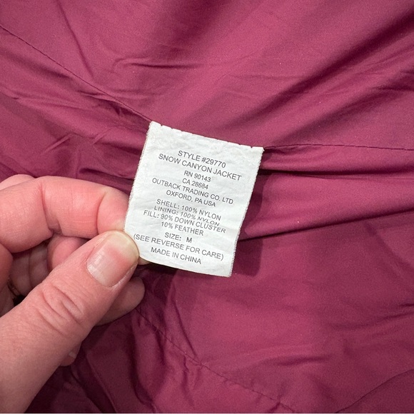 Outback Trading Co Women’s Sz M Snow Canyon Down Feather Jacket Nylon Purple - Picture 4 of 12